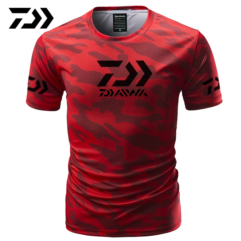 Summer Daiwa Clothing for Fishing Camouflage Outdoor Fishing Tshirt Breathable Letter Short Sleeve Top Sport Quality Fishing Tee