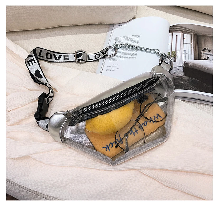 Summer Transparent Fanny Packs For Women Chain Waist Packs Ladies Small Belt Bags Female Chest Bag Travel Waist Pack