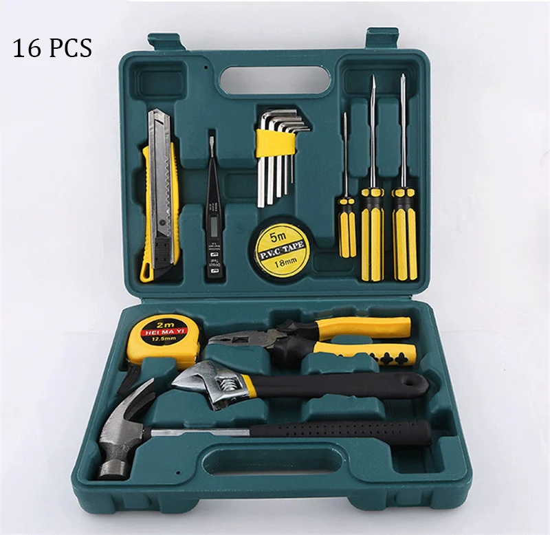 16/12/8 Piece Hand Tool Set General Household Hand Tool Kit with