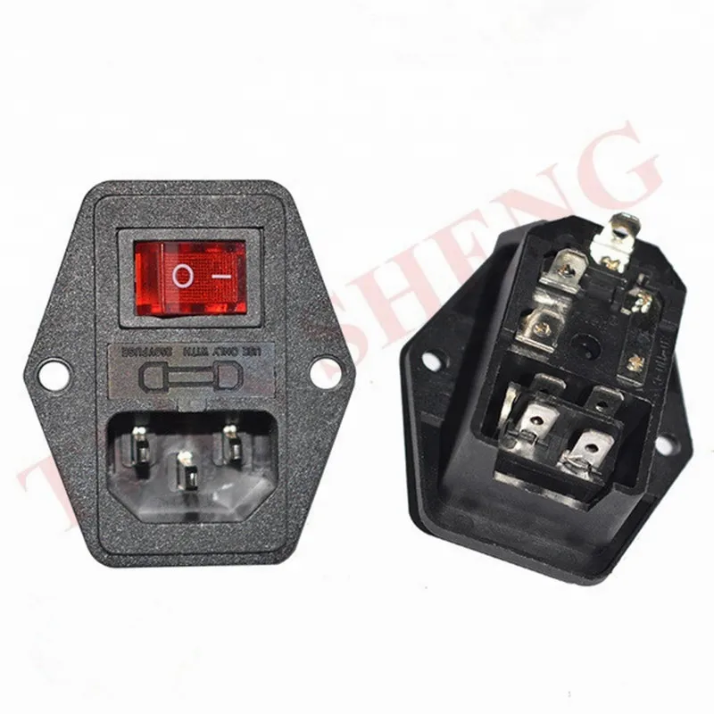 

1PCS 10A 250V Inlet Module Plug Fuse Switch Male Power Socket 3 Pin IEC320 C14 for game machine parts