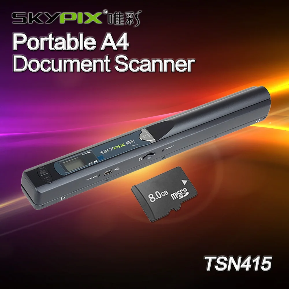 

Skypix TSN415 Portable HD 900dpi Document Scanner A4 Size W/8GB TF Card CIS JPEG/PDF A4 Document Hanheld Scanner USB OCR Scanner