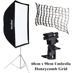 Godox 60 см x 90 см Зонт Octagon Softbox отражатель + Honeycomb сетки для фото-студия Вспышка Speedlite + b тип вспышки Держатель Кронштейн