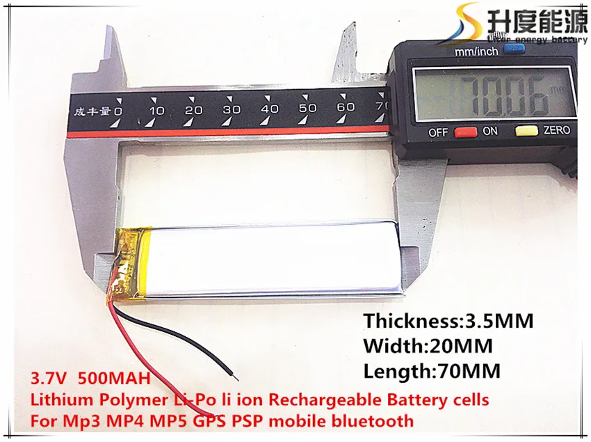 3,7 V 500 mAh 352070 литий-полимерный литий-po Li ion Перезаряжаемые Батарея ячейки для Mp3 MP4 MP5 gps Мобильный bluetooth