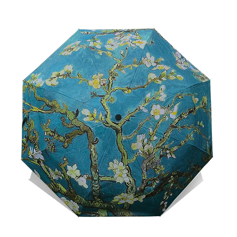 Online LIKE RAIN al óleo de la lluvia paraguas femenino lluvia mujeres plegable Parasol Arte Abstracto diseño paraguas Anti UV sol niños paraguas YHS02