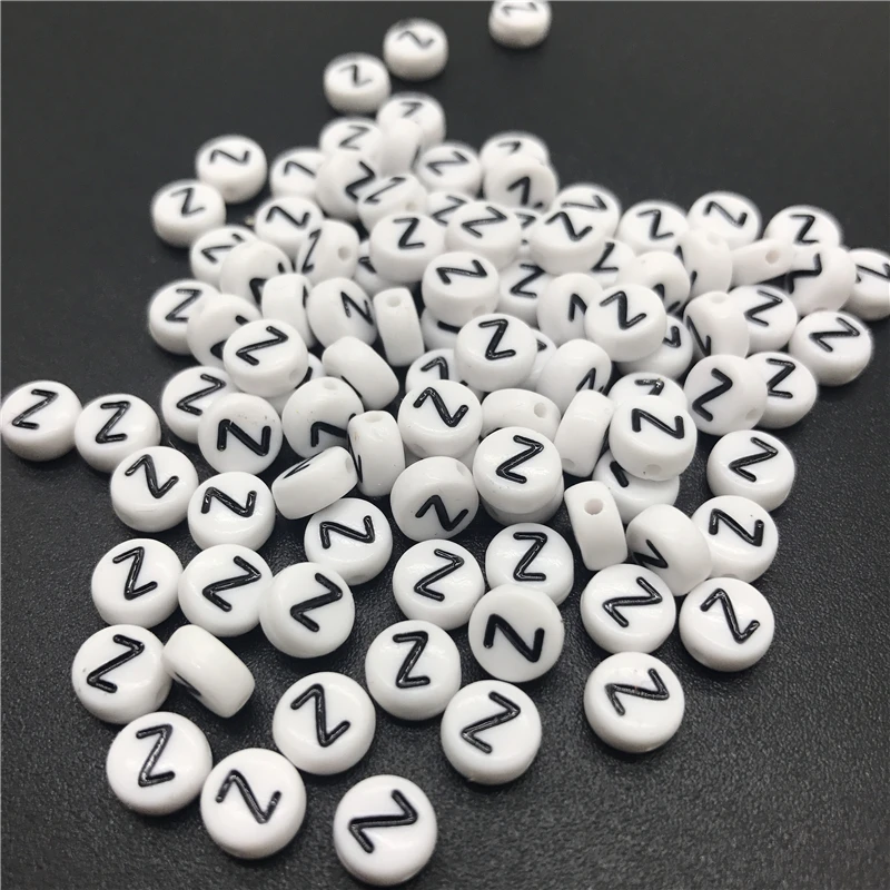 

100pcs 7mm Letter Z Acrylic Spaced Beads Letter Beads Oval Alphabet Beads For Jewelry Making DIY Bracelet Necklace