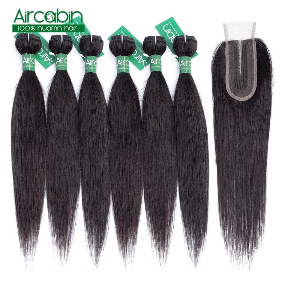 

Brazilian Straight Hair Weave Bundles With Closure Natural Color Human Hair Extension 50g Bundles With 2x4 Lace Closure Non-Remy