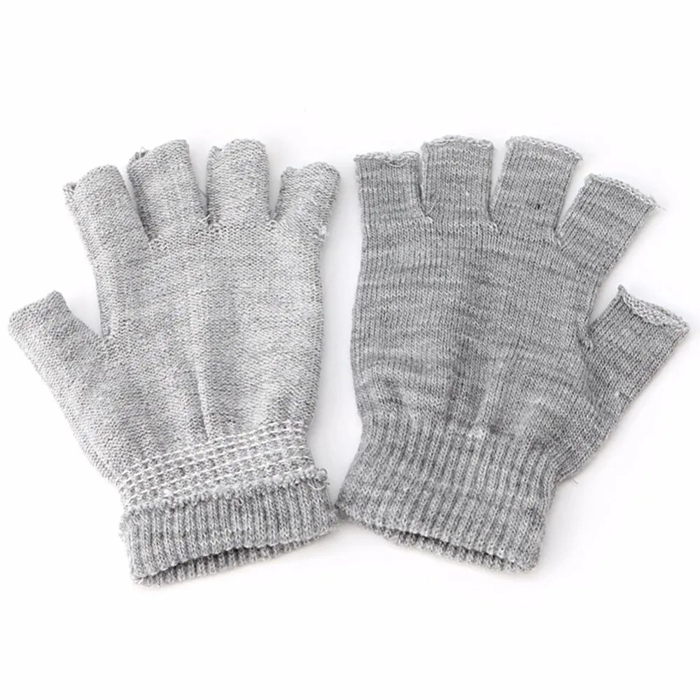 1 пара стрейч вязаные перчатки для мужчин и женщин без пальцев зимние теплые перчатки серый/розовый/бежевый/королевский синий