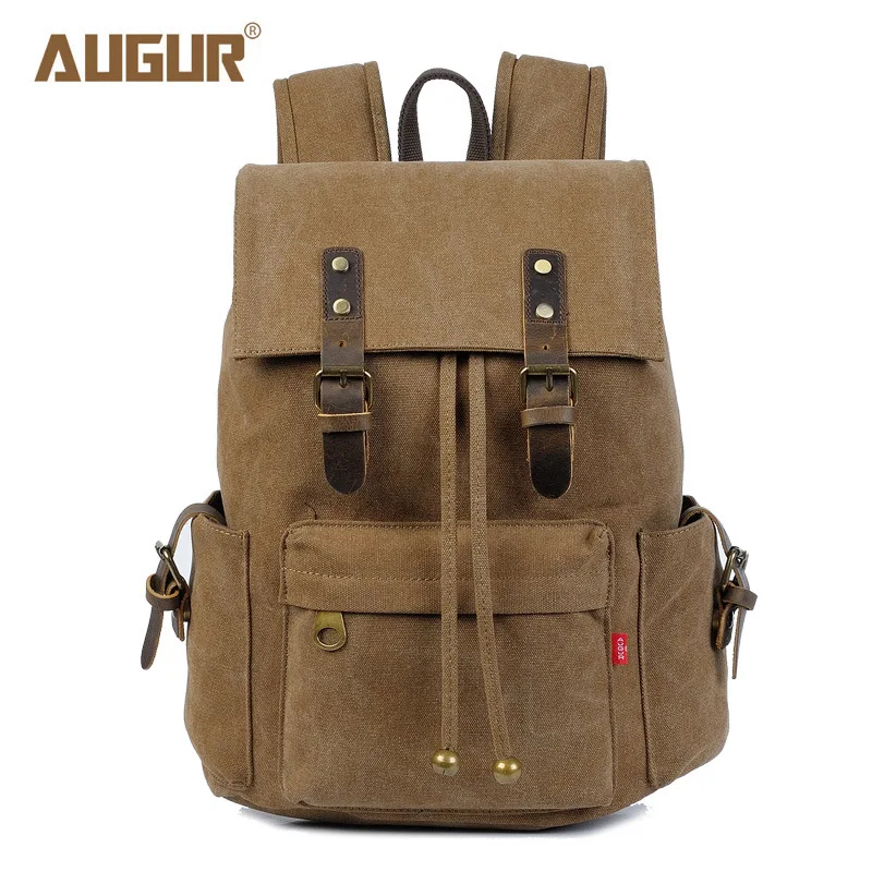 

2018 NEW AUGUR Men Backpack Canvas Large Backpack Travel Bags For Men/Women Vintage Military Style Backpacks Casual School Bag