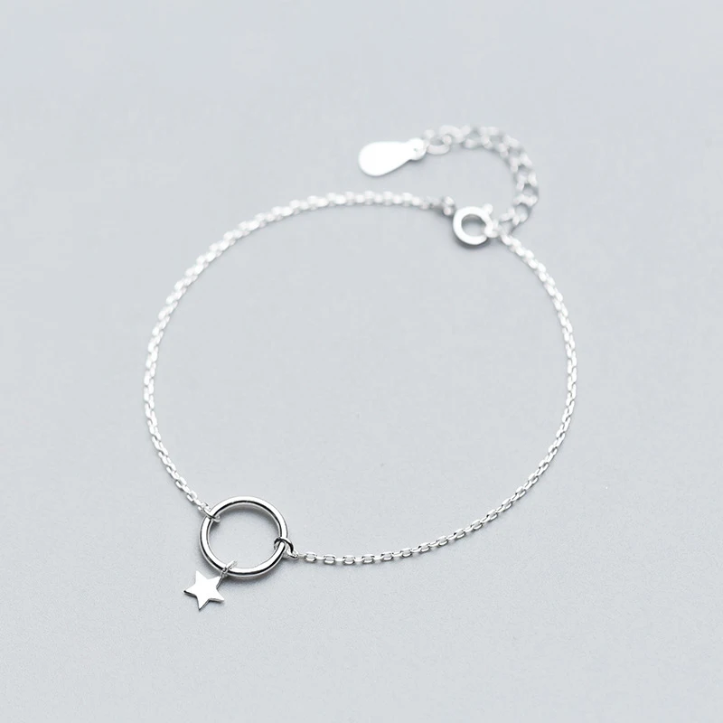 

MloveAcc 100% Authentic 925 Sterling Silver Star Circle Loop Chain Link Women Bracelet Sterling Silver Jewelry Gift
