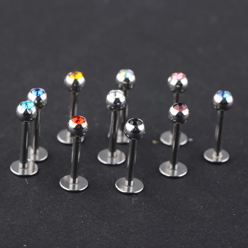 JUNLOWPY 100pcs Tragus Piercing 316L Surgical Steel lip Labret Ring Stud kits Ear Cartilage Earrings Body Jewelry Helix Piercing