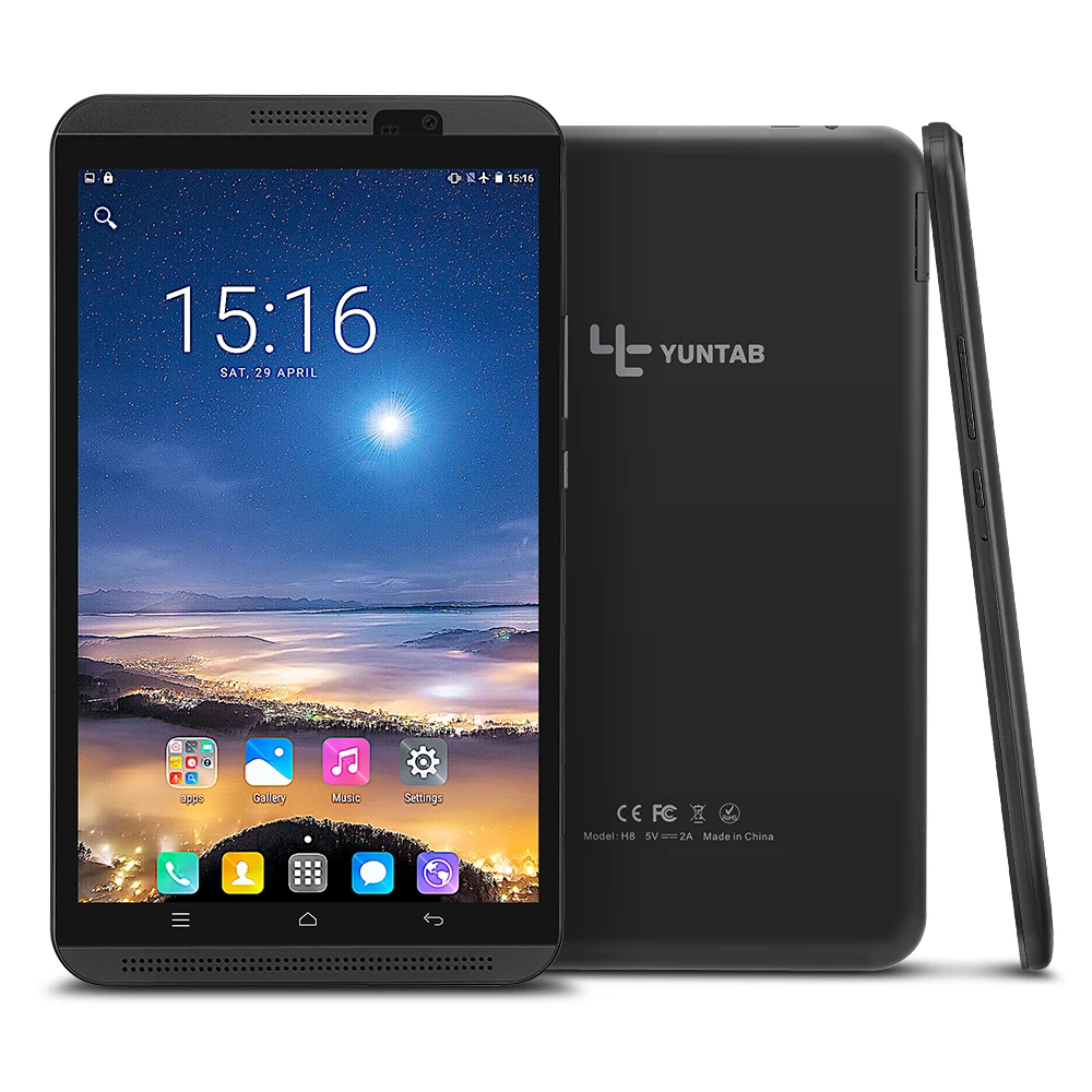 Yuntab 8 дюймов H8 Android 6,0 Quad-Core 4G планшетный ПК фаблет Поддержка двойной сим-карты телефон с двойной камерой 5000 мАч Батарея