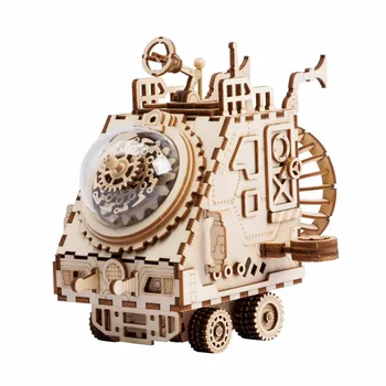 

Robotime DIY 3D Moveable Spaceship Puzzle Assembled Wooden Model toys for Children girl boys brain training Music Box gift AM681