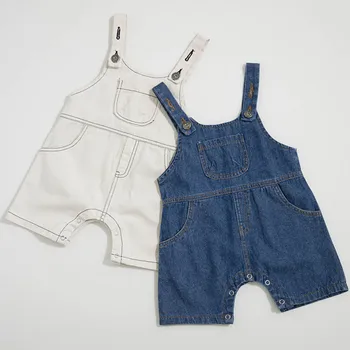 

Newborn Romper Summer Baby Girl Romper Small Pocket Back Belt Jeans Adjustable Haven Climbing Clothes Baby Boys Cowboy Jumpsuit
