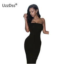 Sexy strapless women summer white black midi dress 2017 new fashion brief slim club bodycon bandage party dresses