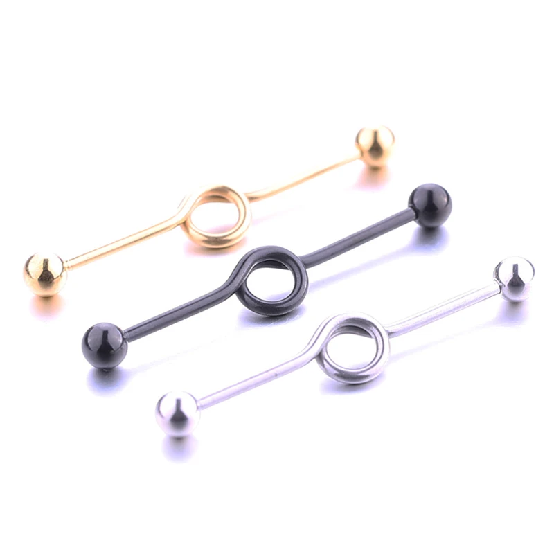 Industrial fashion Barbell Earrings Heart Piercing curved Ear Stud