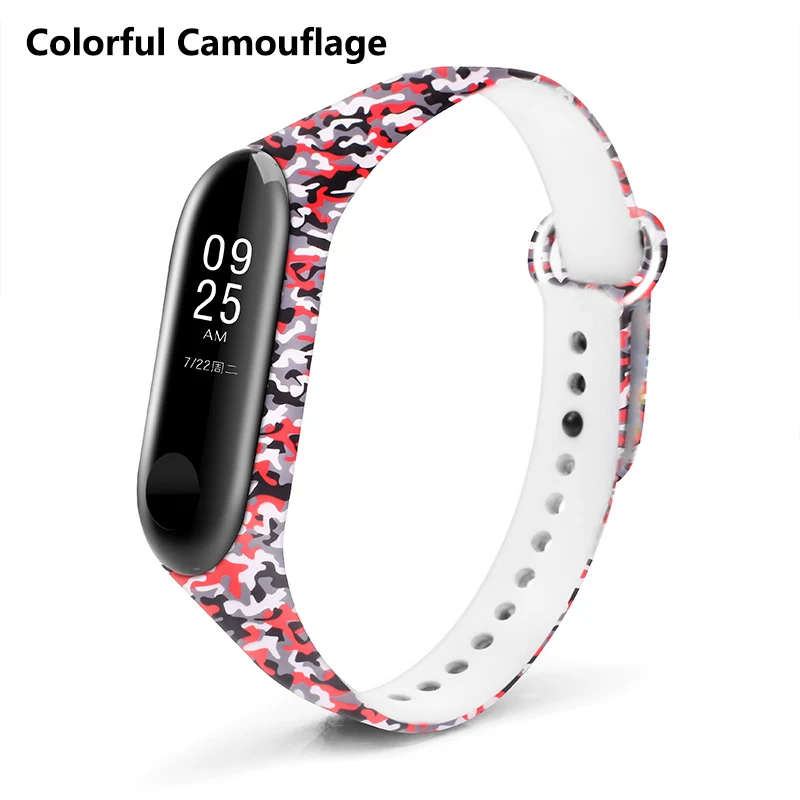 BOORUI, цветной браслет Mi Band, 3 ремешка, сменный Браслет Для Xiaomi miband 3, силиконовый браслет, correa mi3, ремень с разнообразными цветами - Цвет: Color Camouflage