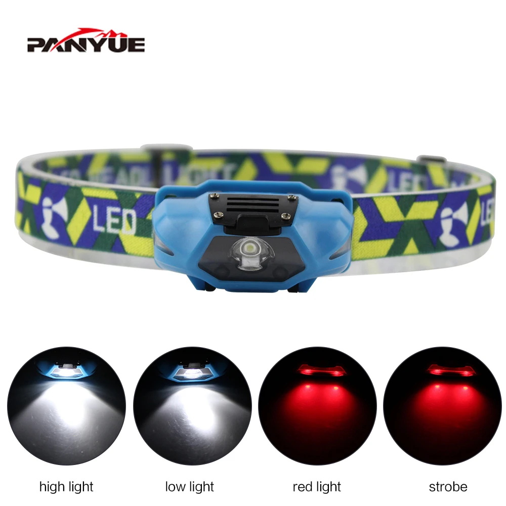 buy PANYUE Mini Waterproof 500Lm LED Children Headlight AA Headlamp Bike Head light with Headband for Camping Hiking Biking Kids