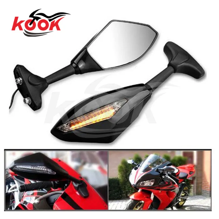 black motorbike rearview mirror Side Mirrors LED motorcycle mirrors