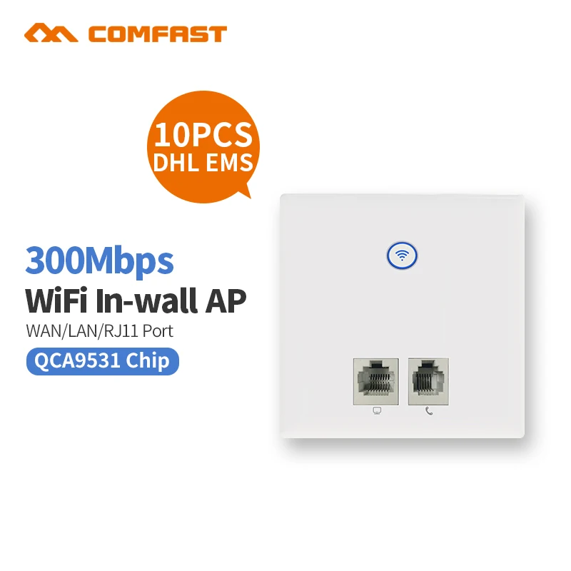 

10pcs Comfast 300Mbps in Wall WiFi Access Point Wireless Socket AP for Hotel WiFi Project Support AC Management RJ45 RJ11 Wan AP
