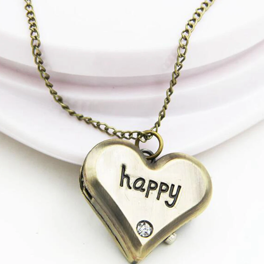 

Women Flip Pocket Watch Zinc Alloy Star Heart Exquisite Necklace Carving Chain Quartz Retro Pendant Clothes Accessories Gift
