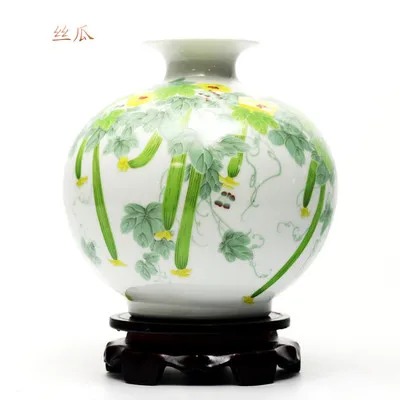 Креативная ваза в форме яблока Цзиндэчжэнь керамическая ваза для дома, гостиной, новые китайские современные минималистичные украшения, фарфоровые украшения - Цвет: Towel gourd x1