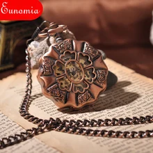 Цветочные красные бронзовые мужские карманные часы военный Римский циферблат роскошный подарок Античная цепь крутые гоночные костюмы аналоговые часы