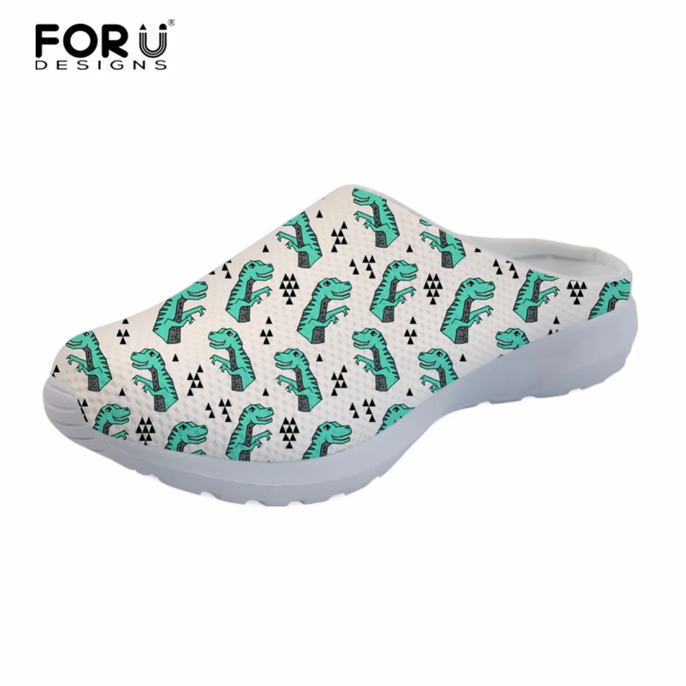 

FORUDESIGNS Home Slipper Dinosaur Printing Indoor Women Mesh Shoes Spring Summer Autumn Adult Slippers Comfortable House Shoes