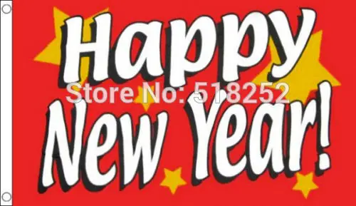 Happy new year flag HAPPY NEW YEAR Flag 3x5 FT 150X90CM Banner 100D Polyester flag brass grommets 085, free shipping