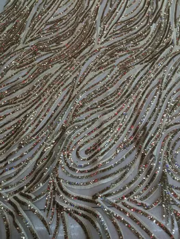 

Latest Net Lace Sequins Fabric For Wedding Sewing Accessories S-6237 High Quality African French Lace Fabric