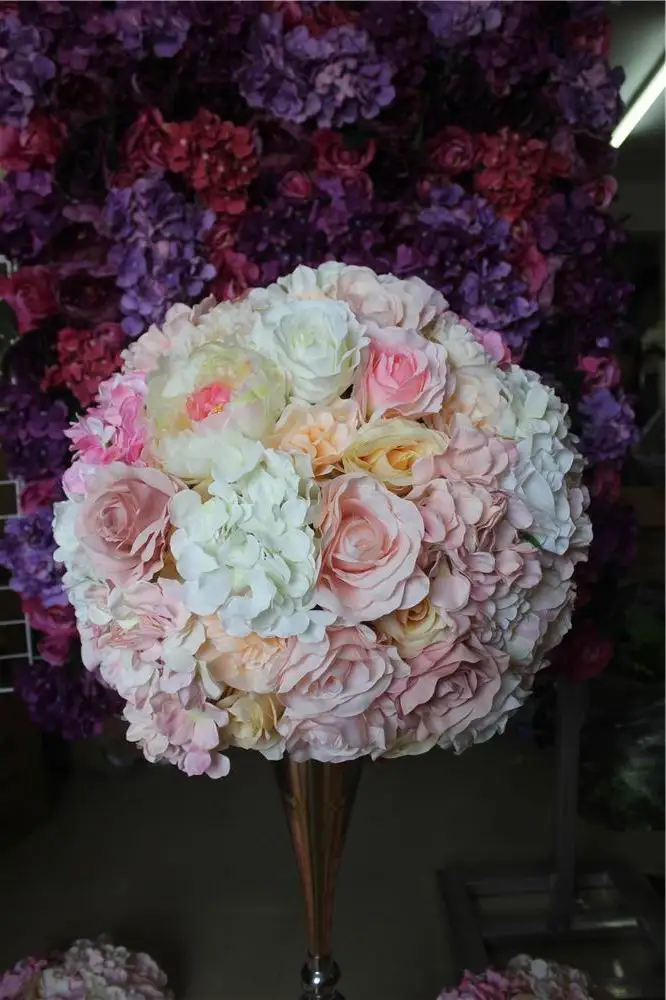 Spr Свадебные планирования Искусственный цветок розы стены фон украшение стола центральным цветок мяч