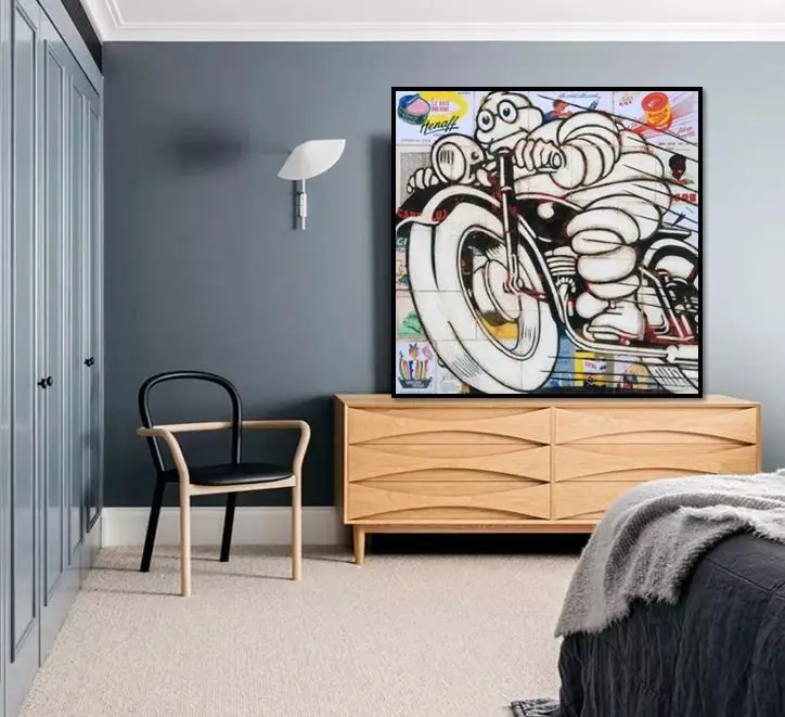 

free shipping hand made graffiti pop art cartoon oil painting David artworks good for bedroom decoration