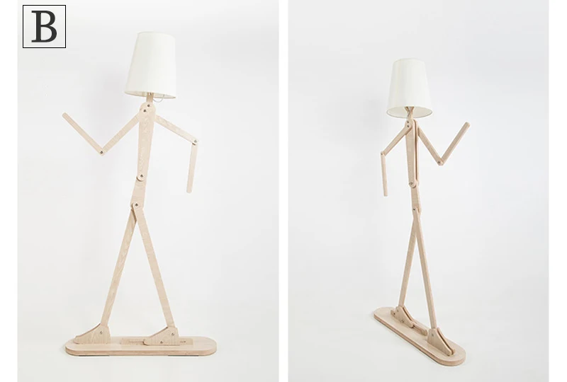Creative Human Figure Floor Lamps Wooden Log Fabric Stand Light Living Room Bedside Piano Lighting Nordic E27 Standing Lights (13)