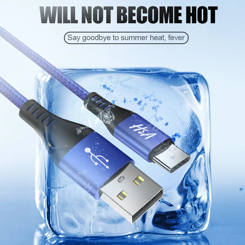 H & A USB نوع-C كابل لسامسونج S9 S8 مزامنة نوع C كابل البيانات الحبل ل Oneplus شياو mi F1 mi 6 سريع شحن الهاتف المحمول كابل
