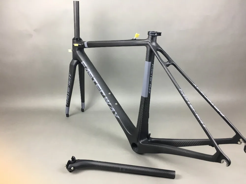 Best classic design FASTERWAY PRO full black with no logo carbon road bike frameset:carbon Frame+Seatpost+Fork+Clamp+Headset,free ems 138