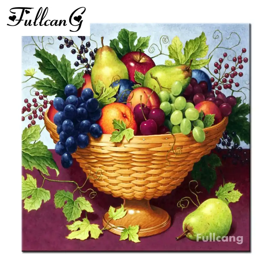 Fullcang Meyve Sepeti Diy Elmas Boyama Capraz Dikis Tam Kare
