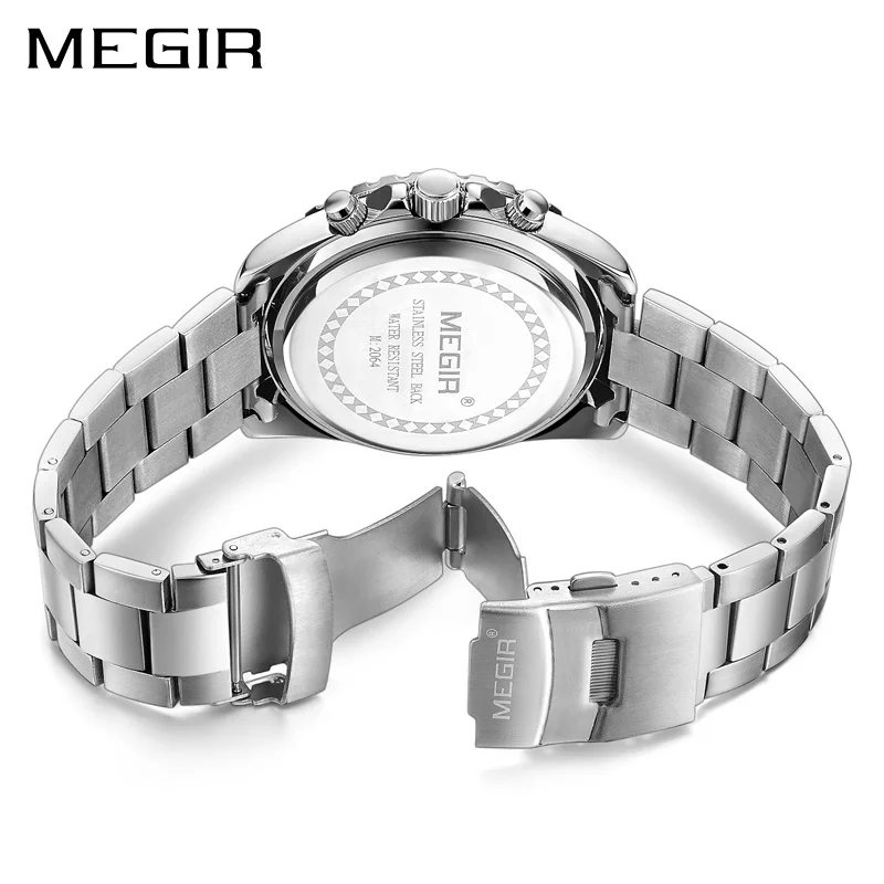 Billige MEGIR Luxus Business Quarzuhr Männer Marke Edelstahl Chronograph Army Military Armbanduhr Uhr Relogio Masculino Männlichen