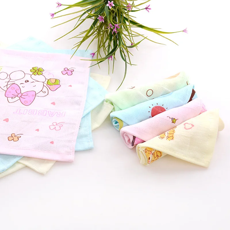

2 Layers Pure Cotton Muslin Baby Towel Face Towel New Born Square Handkerchief Baby Feeding Scarf Saliva Towel Baby Stuff Z168
