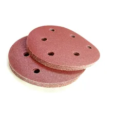 Сухая шлифовальная бумага 5 дюймов 6 отверстий наждачная бумага диск красный песок мебель для автомобиля 125 мм Флокирование матовая бумага