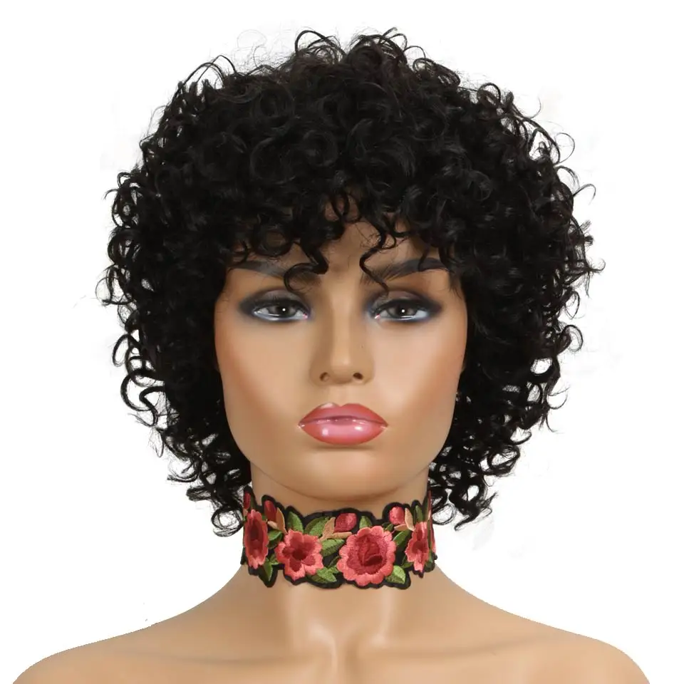 Rebecca pixie cut wigs Cheap Wholesale Short Afro Kinky Curly Wig 100% Human Hair Natural Hair Bob Straight Wigs For Black Women