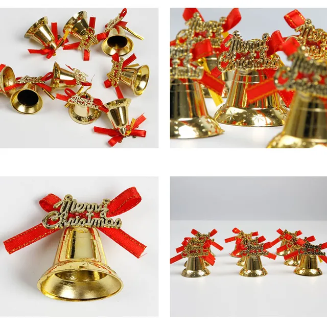 9pcs/pack Christmas Bells Christmas Tree Pendant Decorations Creative Gold Bells New Year Gift Christmas New Pendant Decorations 4