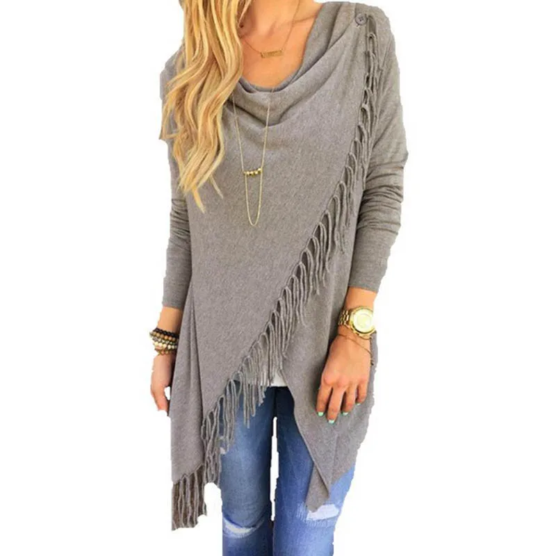autumn sleeve causal sweater outwear tassel asymmetric cardigan coat autumn sleeve causal sweater outwear tassel asymmetric cardigan coat