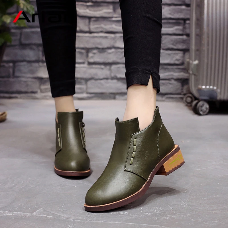 

Ariari 2018 Fashion Platform Boots For Women Autumn Zipper Ankle Boots Genuine Leather Lady Shoes High Top Woman Casual Shoes