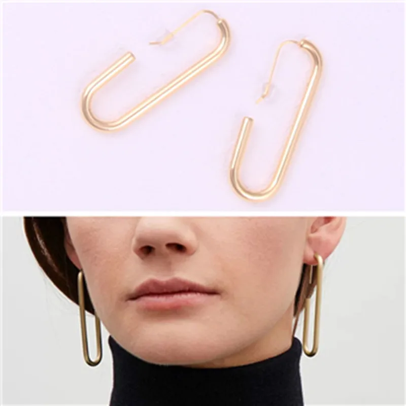 

2019 Fashionable Long Geometric Style Temperament Rectangular Alloy Hollow Earring for women love earring gift