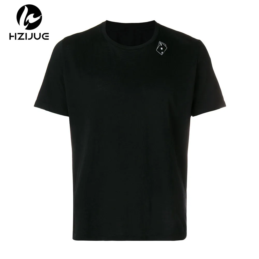 HZIJUE 2019 Лето мужские черные свободные уличная Мужская хип-хоп горячая футболка с короткими рукавами с принтом покера хлопковые футболки homme