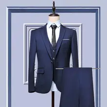 Индивидуальный заказ черный, серый, темно-синий смокинги для жениха из 3 предметов, облегающие свадебные костюмы для выпускного вечера для мужчин Лучший мужской костюм terno masculino