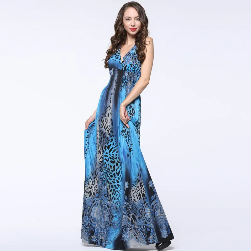 Wholesale 2017 New Style Leopard Bohemian Long Dress Women Sleevelss V-neck High Waist Summer Floor Dress Vestidos Plus Size 7XL CMC27 Buy Cheap 2017 New Style Leopard Bohemian Long Dress Women Sleevelss V-neck High Waist Summer Floor Dress Vestidos Plus Size 7XL CMC27