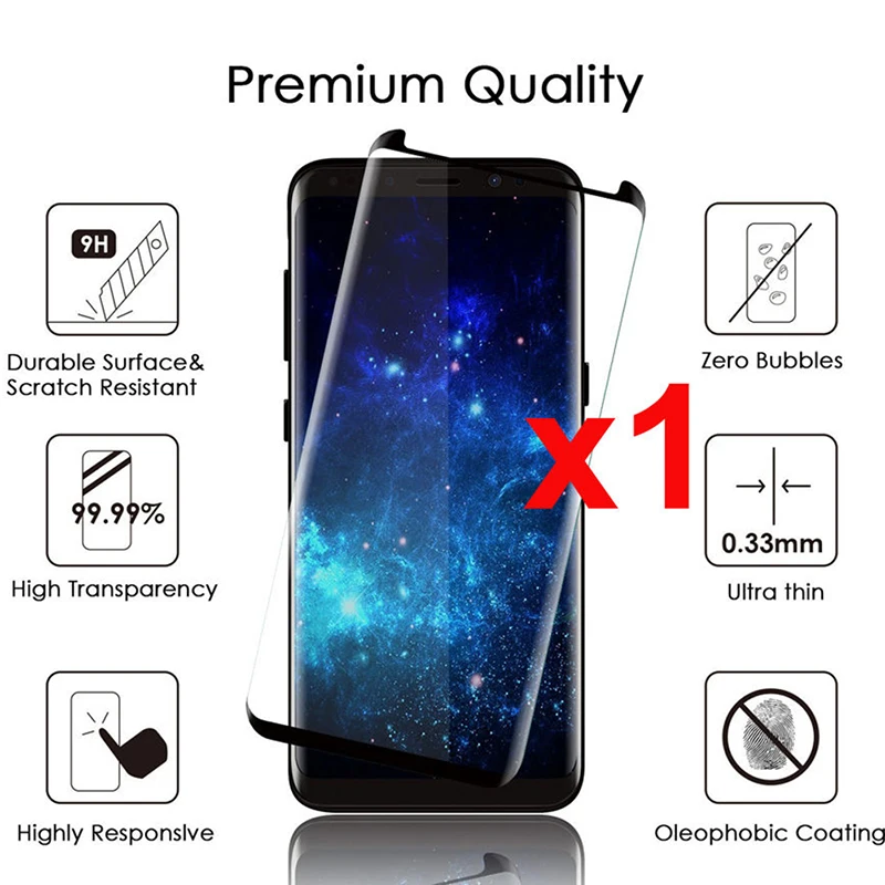 Для Samsung Galaxy S9 S8 Plus Защитная пленка для экрана полностью клеящаяся клейкая из