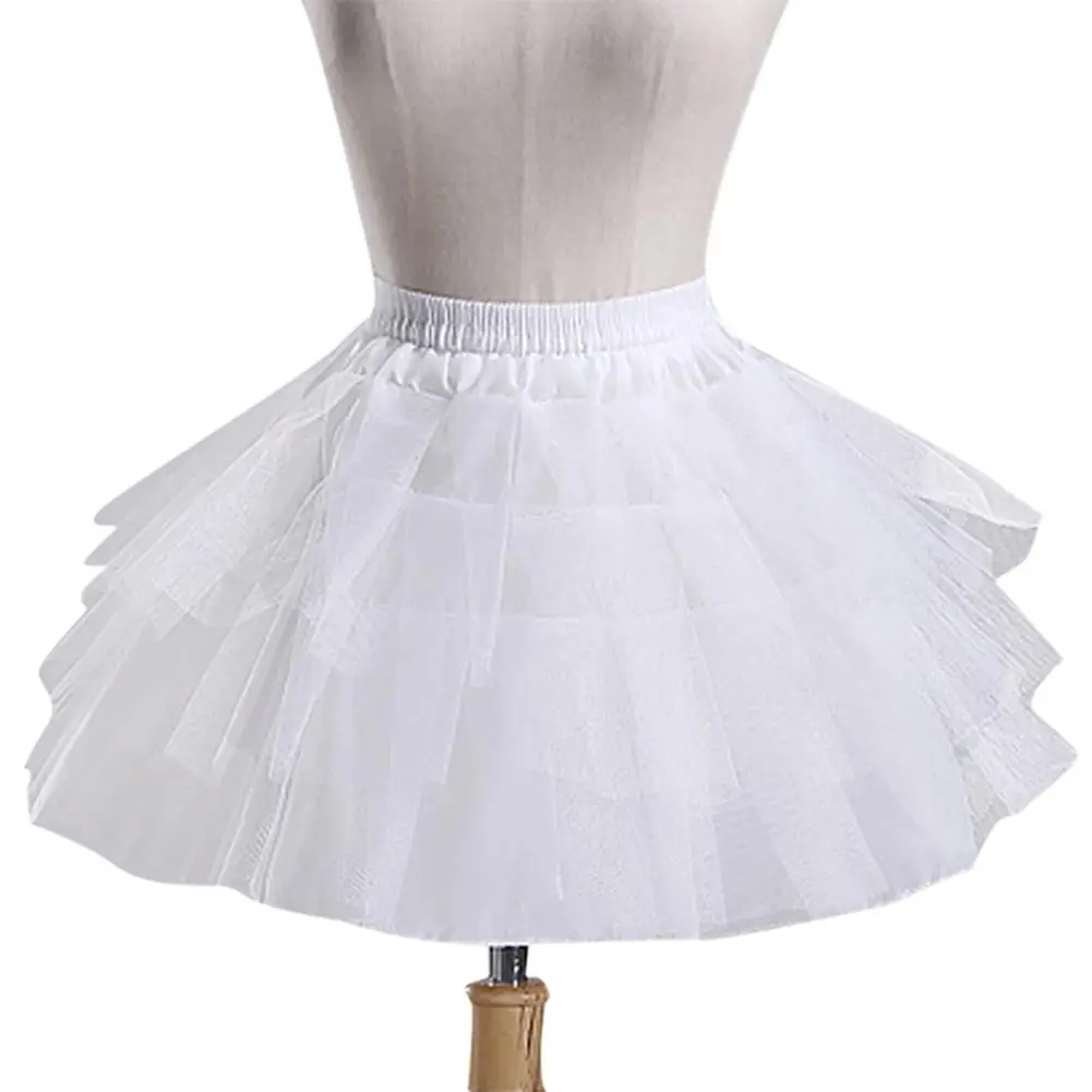 Модная юбка принцессы для девочек, однотонная, эластичная резинка на талии, юбка подружки невесты на свадьбу, 4 слоя, юбка-пачка для девочек, сетчатая юбка, 7 - Цвет: Белый