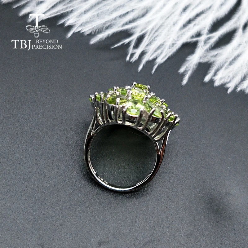 Tbj, натуральный 12.6CT большой перидот драгоценный камень кольцо серебро 925 пробы ювелирные украшения для женщин годовщина жены лучший подарок