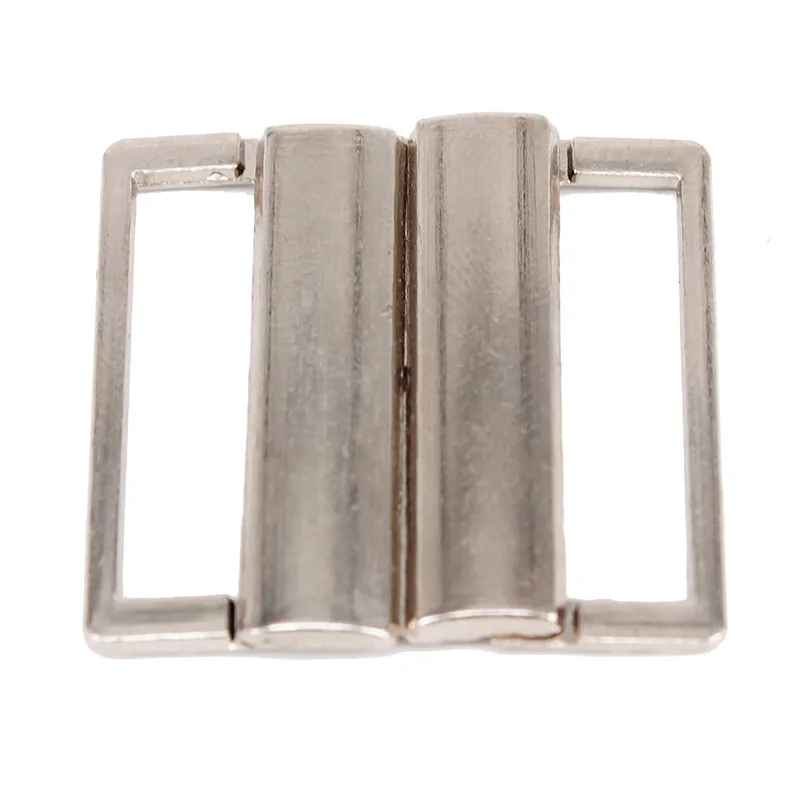 

10set Silver Tone Metal Clasp Rectangle Tape Closure Waist Extender Hooks & Eyes Clasps 32mm Sewing for Garment